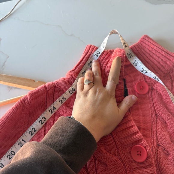 Vintage VTG Style & Co Coral Cable Knit Tie Waist Button Up Cardigan Sweater - Picture 15 of 15